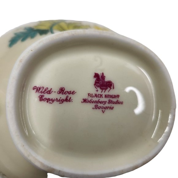 Vintage 'Wild Rose' Black Knight Hohenberg Studios Bavaria Creamer & Sugar Bowl - Picture 5 of 9